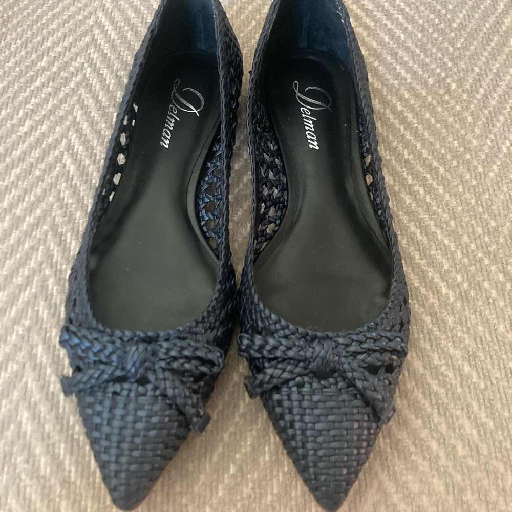 Delman Shana Handwoven Leather Ballerina Flat